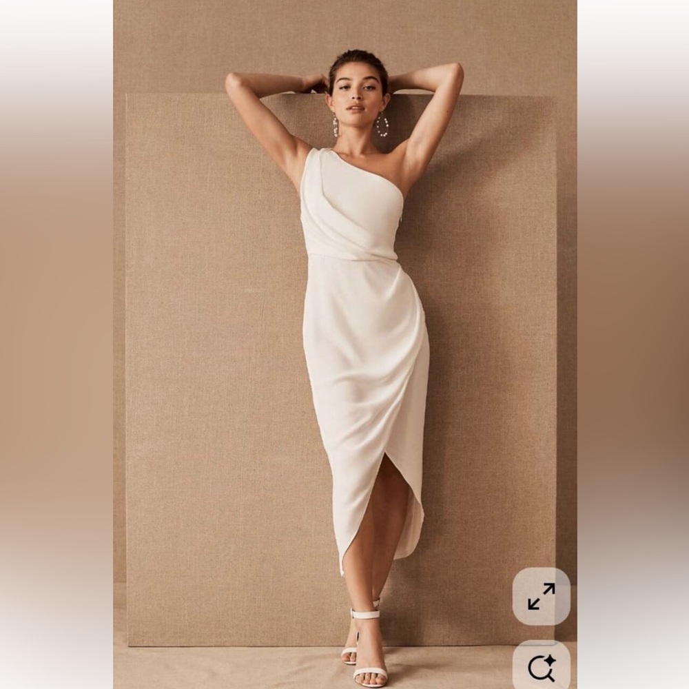 NWT Significant Other Agnes Dress White Ivory Sz US 10 One Shoulder Midi Bridal